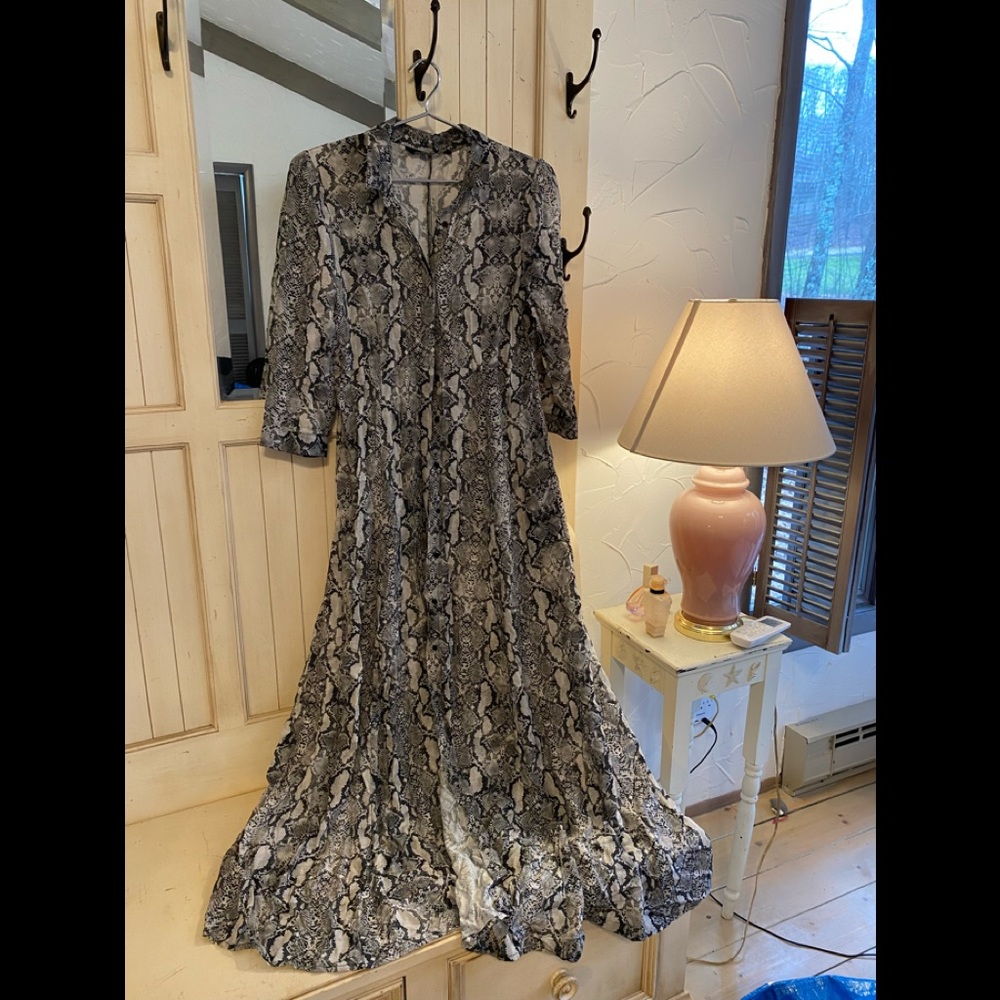 Zara snakeskin pattern viscose maxi dress